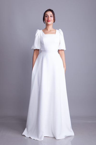 NO48 White Balloon Sleeve Square Neck Maxi Dress