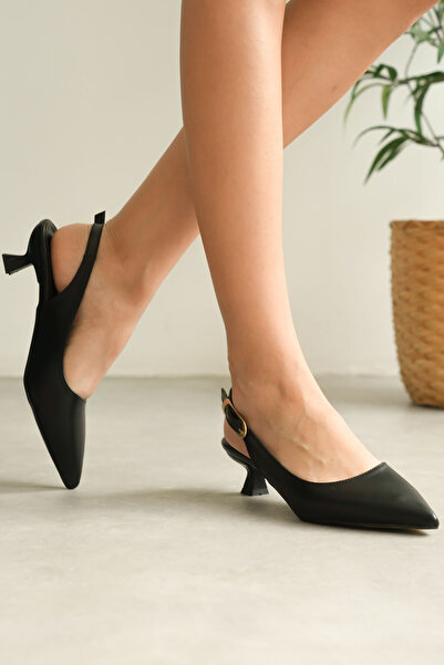 JOSEPHWORLD حذاء نسائي JSWK111 بكعب عالي 4 سم من الجلد الأسود