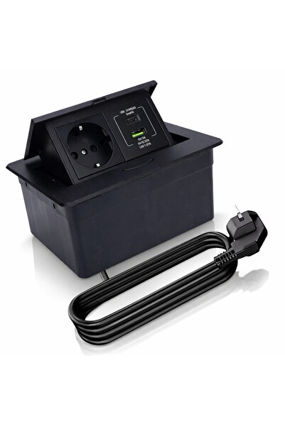 ATOMKIT ® Furniture Recessed Socket with USB-C PD 20W and USB-A, 1 Power Outl...