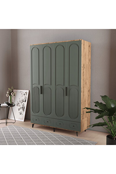 Teen & Bright DERİN 4 KAPAKLI ÇEKMECELİ GARDIROP - MDF KAPAK