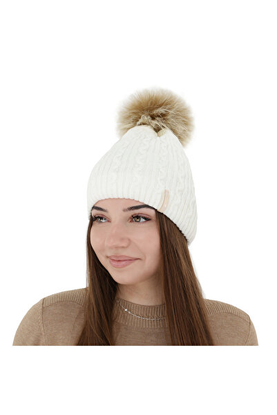 OEM Women's winter hat Xena, Ecru color, Universal size 55-60