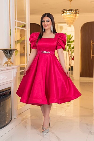 Matik Abiyem Bella Taffeta Balloon Sleeve Midi Dress