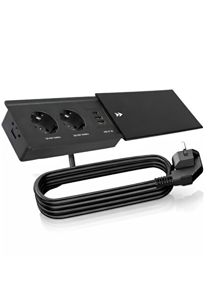 ATOMKIT Countertop Socket, Office, Kitchen, Furniture, 2 Shucko Sockets, 2 US...