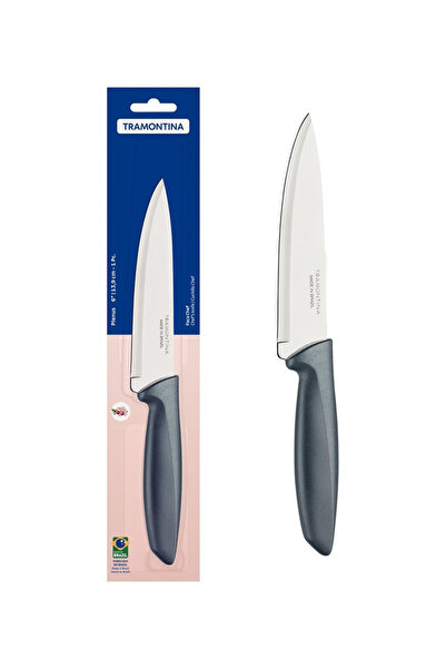 TRAMONTINA Plenus 6 Inches Chef Knife with Stainless Steel Blade and Gray Pol...