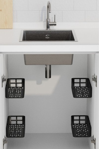 Evalins Omia 4-Piece Adhesive Organizer Set, Closet and Bathroom Organizer, Shower Shelf Shampoo Holder
