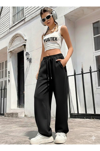 CANDERO بنطلون رياضي نسائي شتوي من القطن مبطن بالصوف أسود اللون ملابس مريحة ف...