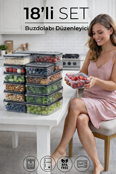 Mim Life 18-Piece Refrigerator and Microwave Storage Containers - Refrigerato...