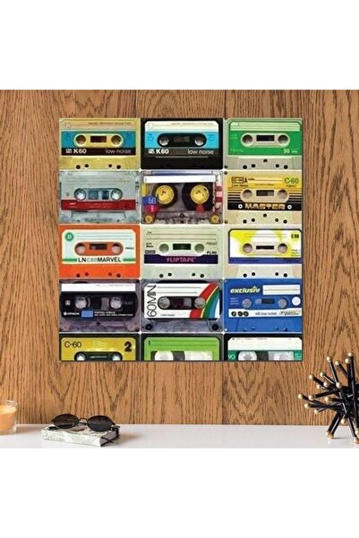 urbantrands لوحة جدارية متعددة الألوان بتصميم أشرطة الكاسيت، مقاس 33 × 33 سم