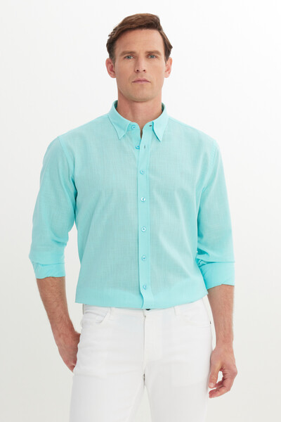 AC&Co / Altınyıldız Classics Тюркоазена риза с удобна кройка, свободна кройка...