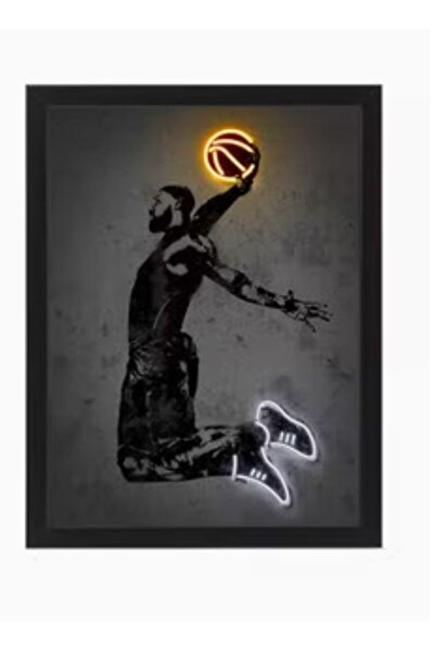 urbantrands ملصق جداري نيون لليبرون جيمس مع إطار