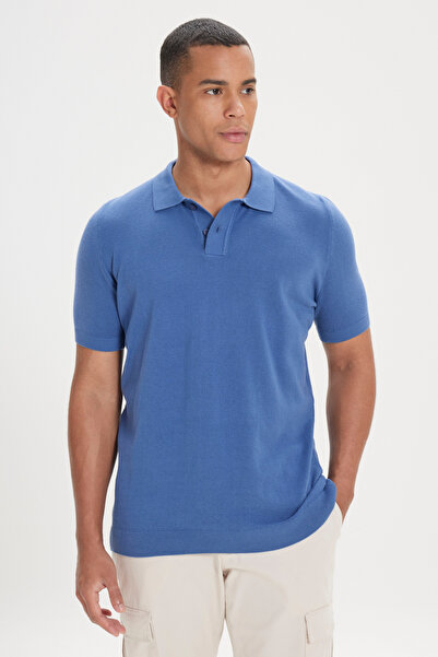 AC&Co / Altınyıldız Classics Navy Blue Standard Fit Regular Cut Polo Neck 100...