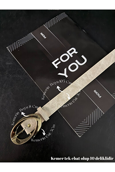 Fiori Antique Women's Trouser Belt with Oval Buckle, Coat Belt, Shirt Belt, D...