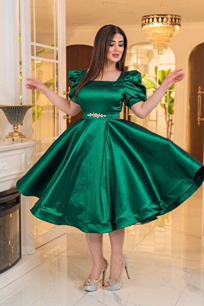 Matik Abiyem فستان ميدي بأكمام بالون من بيلا تافتا