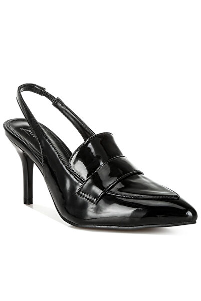 london Rag صندل نسائي أسود بكعب مفتوح من الخلف