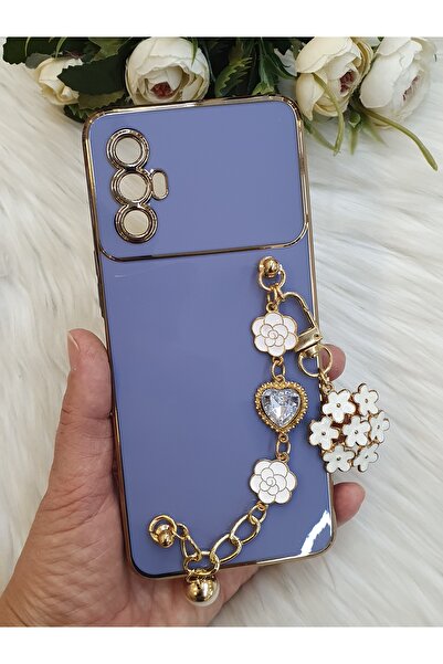 Aksesuarda Moda حافظة متوافقة مع هاتف TECNO SPARK 8 PRO مزينة بالأحجار الزهري...