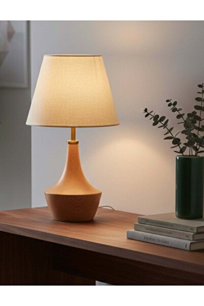 Maisonord Moss Kumaş Şapkalı Ahşap Abajur