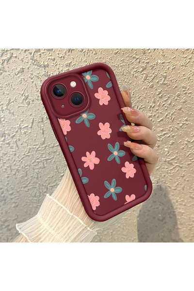 Hontinga iPhone 15 Plus Compatible Camera Protected Flower Pattern Soft Silic...