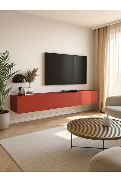 dorpek Cercei Tv Sehpa & Ünitesi, Duvara Monte Tv Ünitesi | Kırmızı