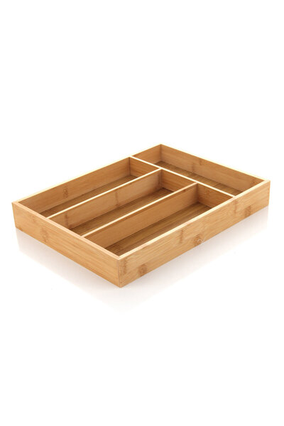 Edenza 33X25 cm Bamboo Cutlery Holder – Divided Drawer Cutlery Organizer