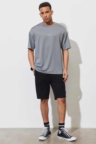 AC&Co / Altınyıldız Classics Gray Loose Fit Crew Neck T-Shirt