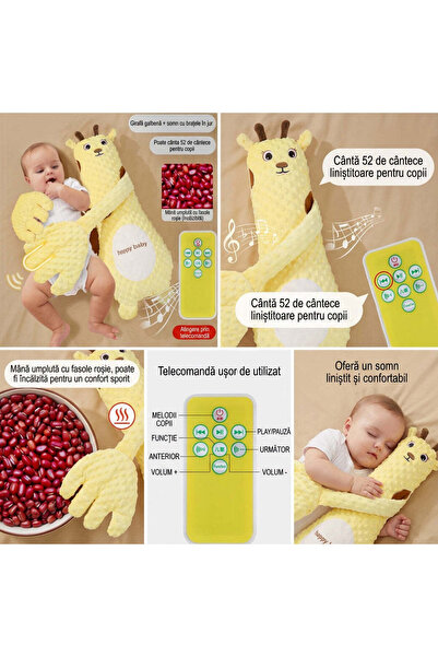 OEM Hypnotic Giraffe Pillow "Happy Baby" – Cuddly Toy with Sounds