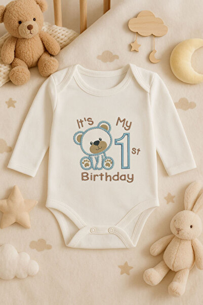 MODA 1 Year Old Birthday Printed Cotton Long Sleeve Newborn Baby Bodysuit Und...