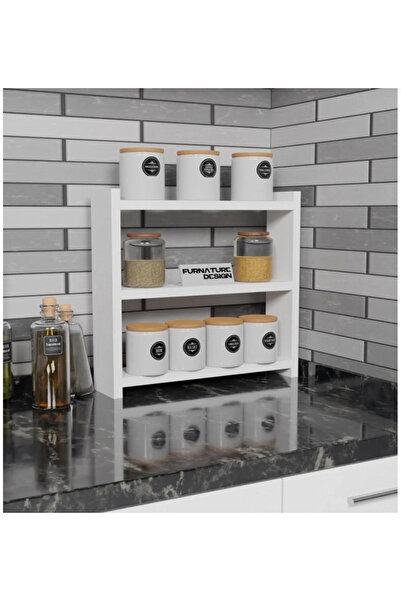 Cansumobilya Çok amaçlı MDF tezgah üstü 3 Raflı baharatlık