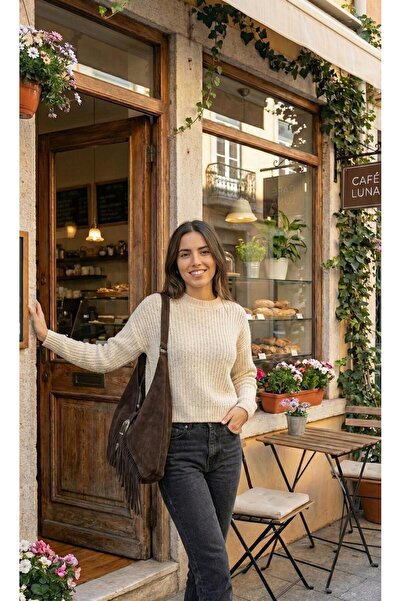 LAGRANZE Genuine Leather Suede Bohemian Tassel Women's Shoulder Bag