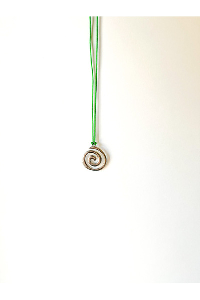 Sphere Jewelry Gümüş Spiral Kolye - Yeşil Paraşüt İp