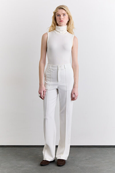 Manuka Straight Pants with Sewing Details Ecru