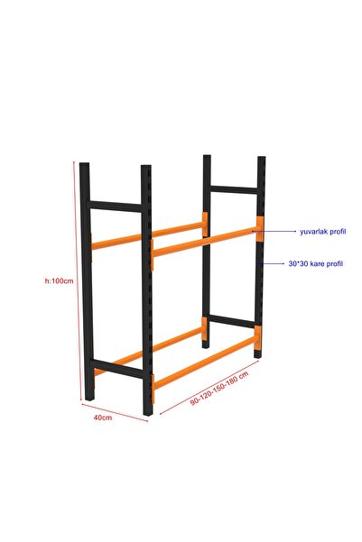 RafBurada 2 Katlı Lastik İstifleme Rafı, Mini Rack 40x120 cm-100 cm