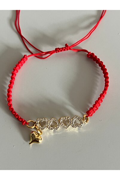 tones official Red Knitted/Zircon/Heart Bracelet