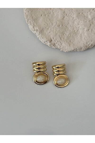 Ladies&Gentlemen Vintage Style Gold Earrings – Minimal Stylish Model with Cre...