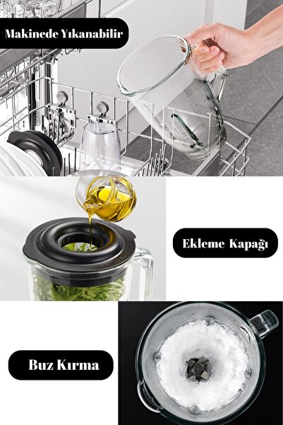 Rowenger 1200 watt Dual Smoothie Blender Kişisel Blender Cam Sürahi Blender Meyve Sıkacağı Siyah