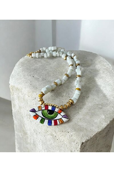 HLN ERABUR Seramik Göz Kolye | Renkli Kolye | Bodrum Boncuklu Kolye
