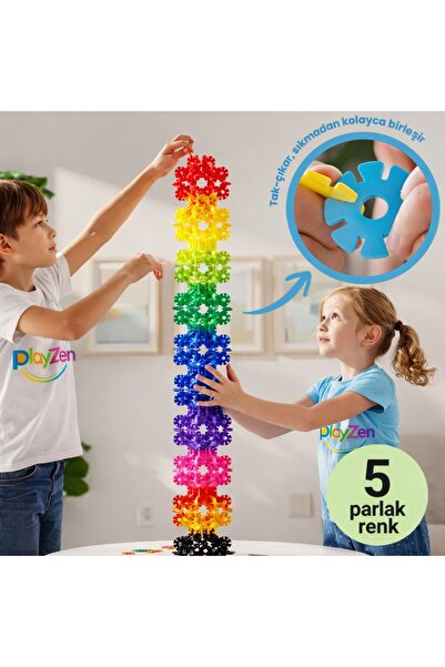 PlayZen Yaratıcı Yapı Çarkları – Tak Çıkar Eğitici Oyuncak | 5 Renk 300 Parça | 3+ Yaş