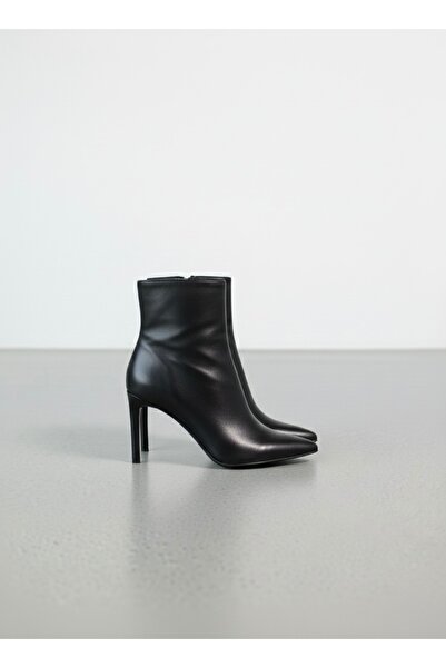 nurness Jules Women's Black 100% Genuine Leather Thin Heeled Boots