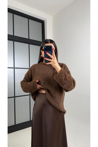 Gaus Fusta din satin cu detaliu din dantela maro GAUS-00999