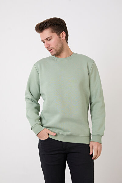 Erkek Bisiklet Yaka Düz Renk Basic Sweatshirt