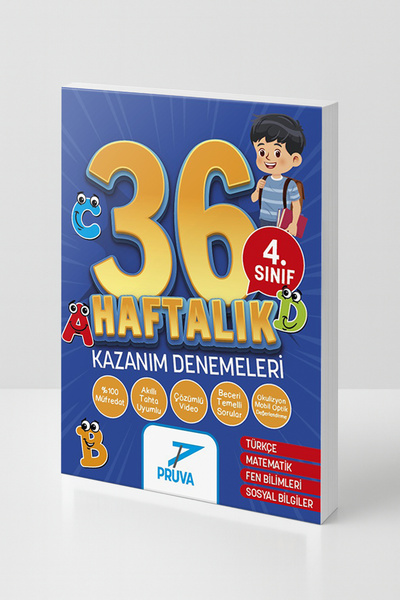 Pruva Akademi 4. Sınıf 36 Haftalık Kazanım Denemeleri – Türkçe, Matematik, Fe...