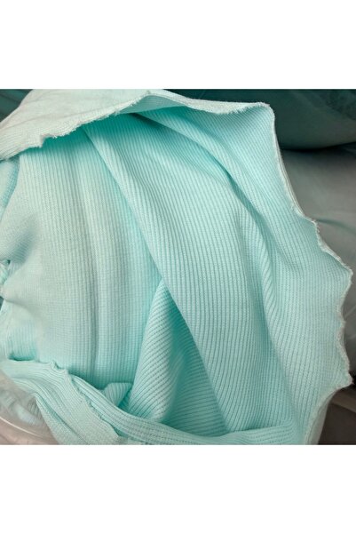 ÖZGÜR KUMAŞ Turquoise Ribbed Knit Ribana Fabric