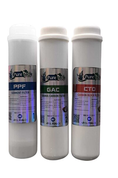 puretech Su arıtma cihazı 3 aşama filtre seti NSF onaylı coconut (hindistan c...