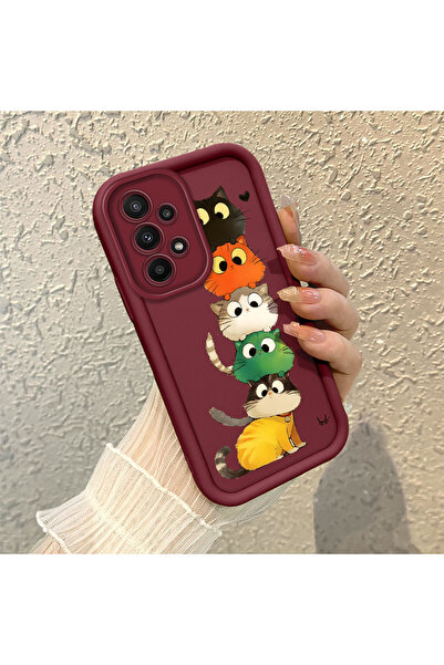 Samsung Galaxy A23 Compatible Camera Protected Cat Pattern Soft Silicone Phone Case