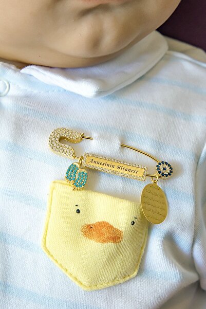 Nefertiti Annesinin Bitanesi Yazılı Erkek Bebek Iğnesi 14 Ayar Altın Kaplama ...