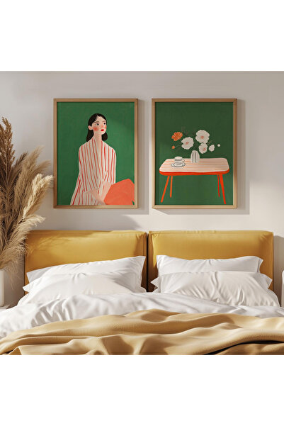 woodhomeworks Wooden Framed 2-Piece Painting: Me and My Breakfast