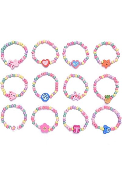 Bukela 12 Pieces of Cute Colorful Wooden Bead Bracelets