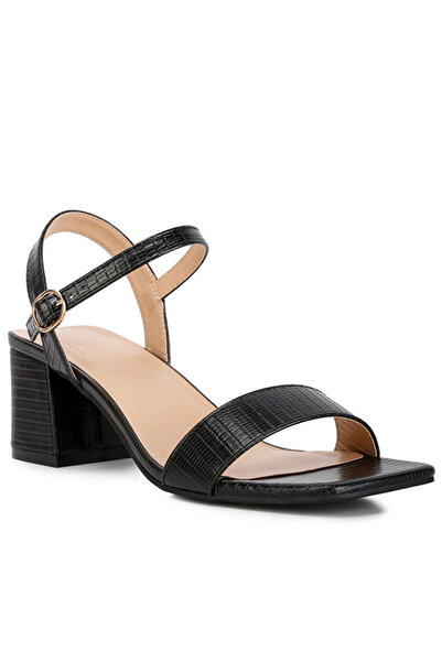 london Rag Women Minimalist Block Heel Sandals in Black