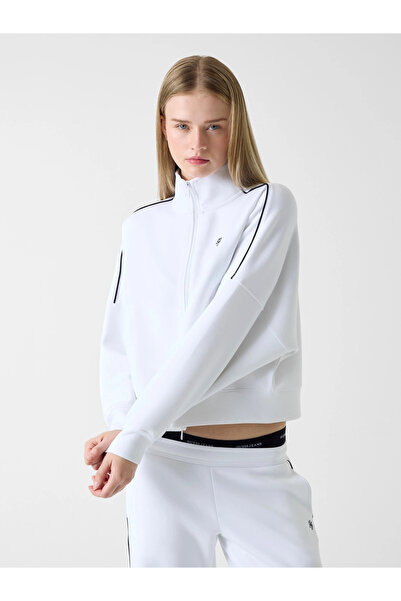 Guess Gj Off-Shoulder Scuba Tracksuit Women's White Sweatshirt W6Rq10Kd122-G011