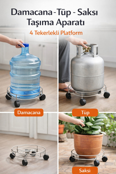 ARVALE 4 Tekerlekli Damacana – Tüp – Saksı Taşıma Aparatı | Hareketli Altlık ...