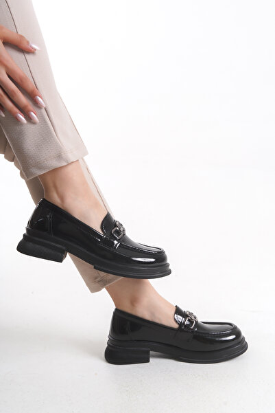 DELSOLERA Women's Black Patent Leather Daily Stylish Casual Stainless Buckle ...